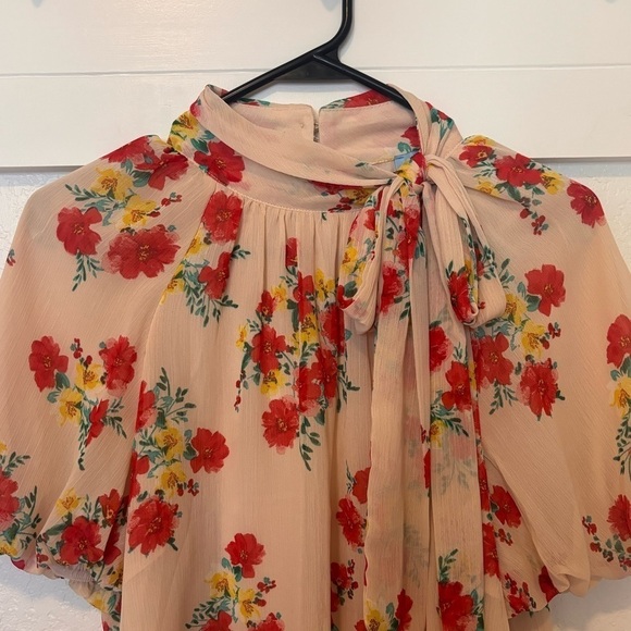 Cece women’s blouse with red and yellow floral pattern. Size medium. - Picture 6 of 10